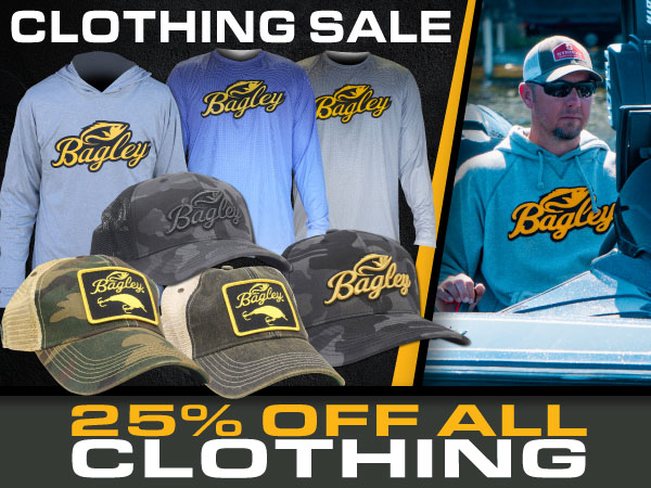 Bagley Baits clothing on sale now for 25% off