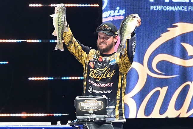 Drew Benton weighing in at the Bassmaster Classic